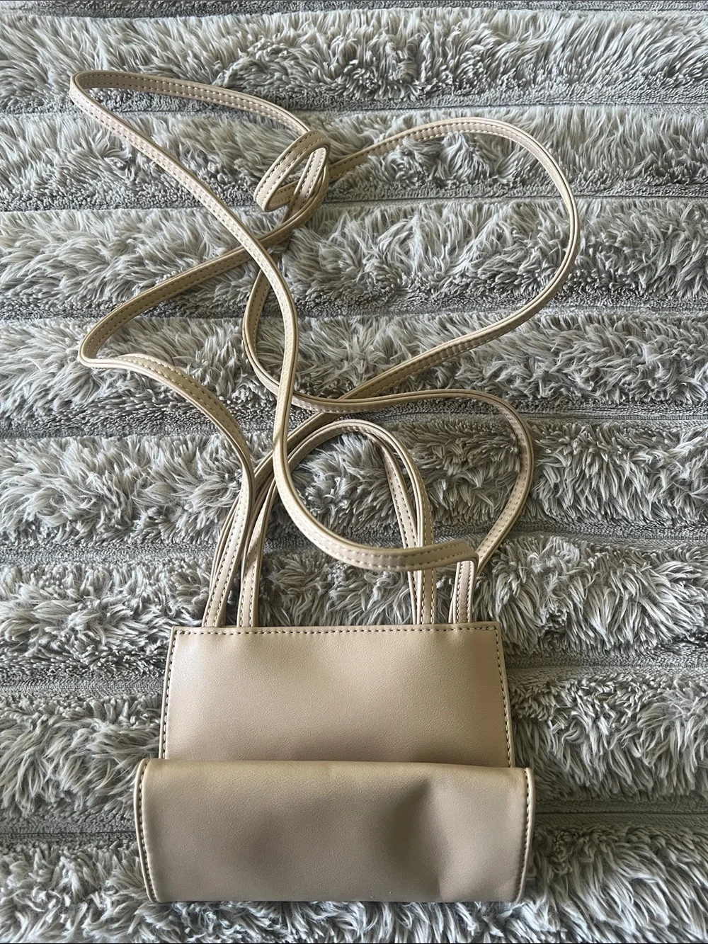 Telfar Small Cream Crossbody Tote with Embossed Logo